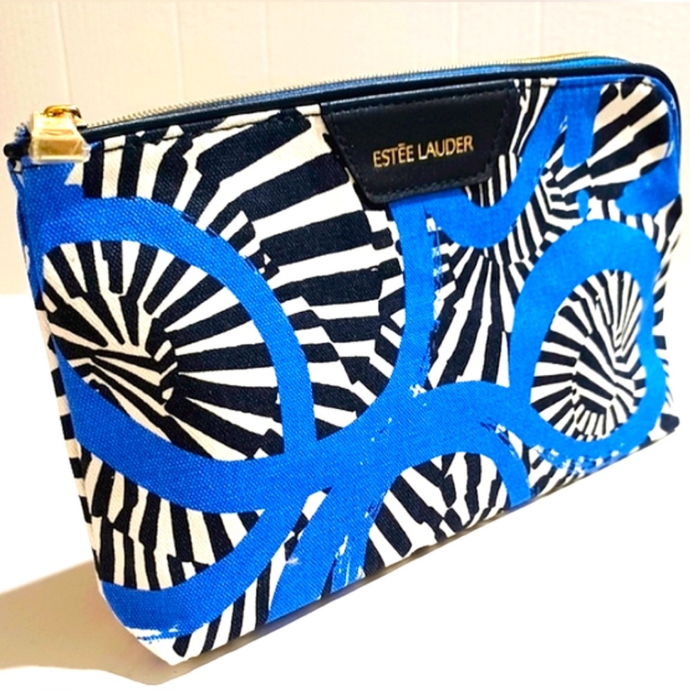 NEW Estee Lauder Quentin Jones Exotic Abstract Zip Makeup Cosmetic Pouch Bag - Picture 3 of 8